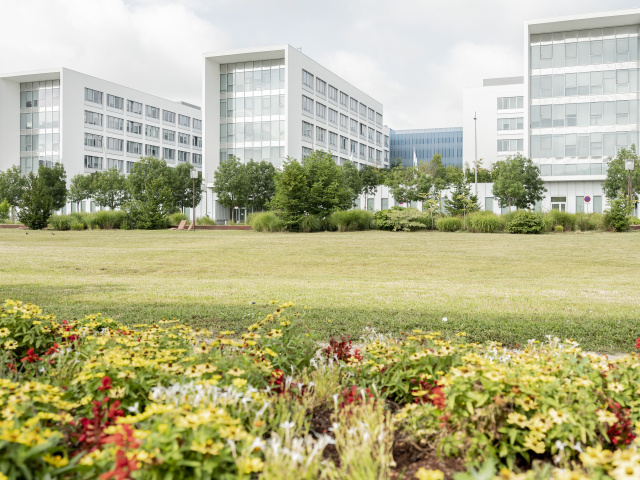 Écoquartier de la ZAC d'Andromède à Blagnac : espace vert et logements collectifs